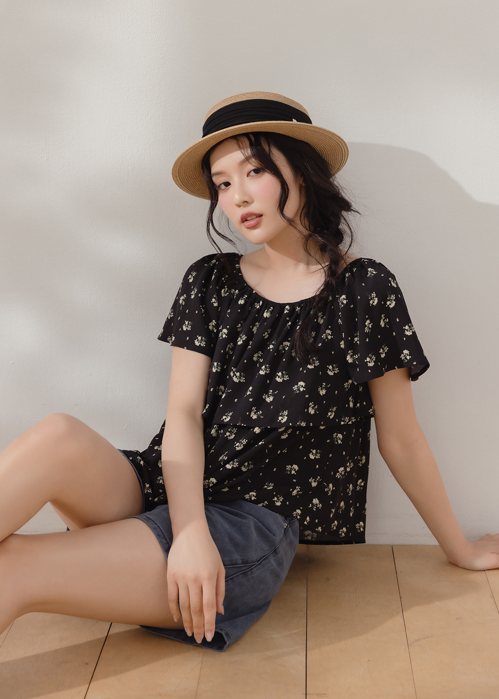 兩穿碎花朵朵上衣