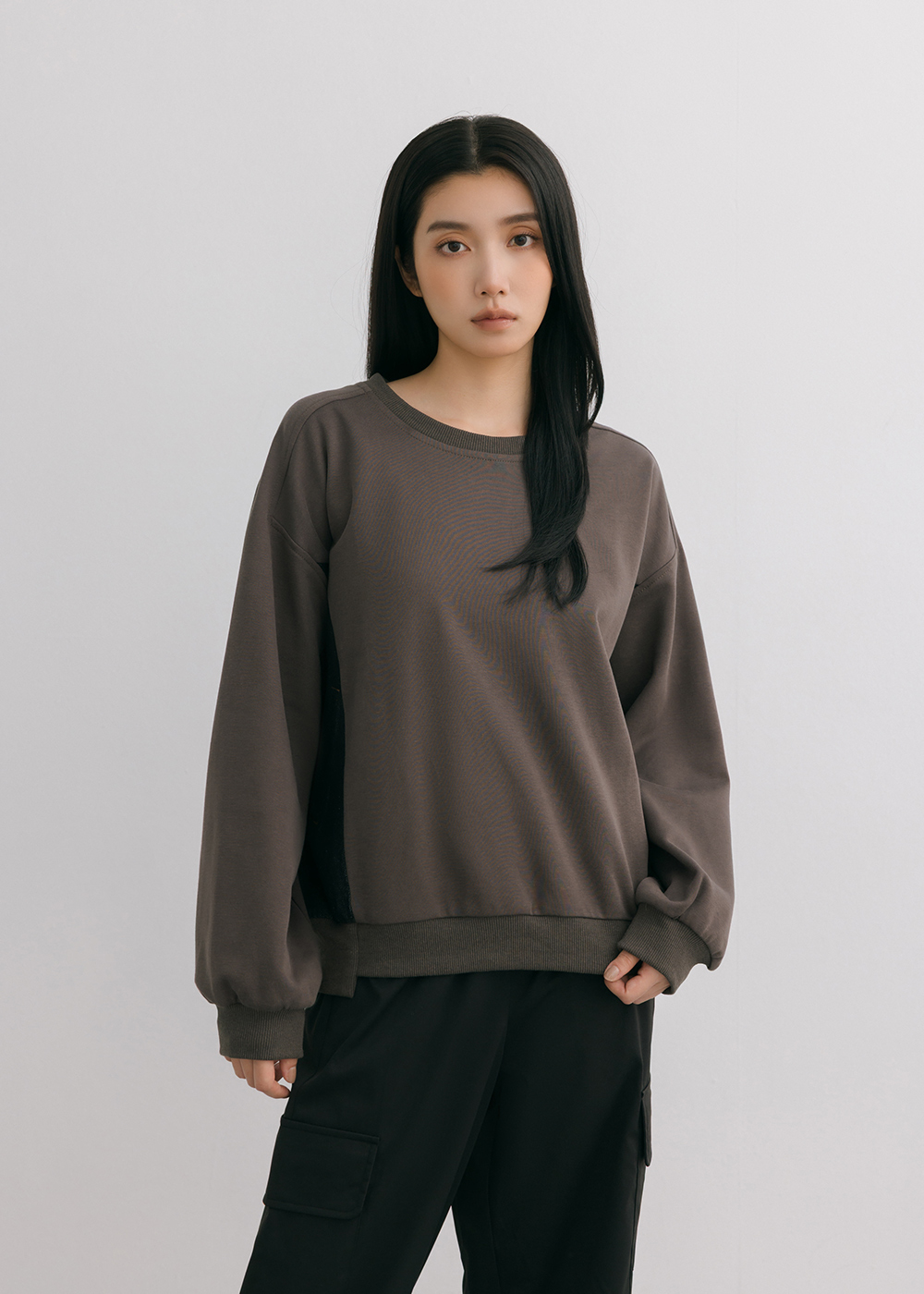 丹寧拼接造型上衣