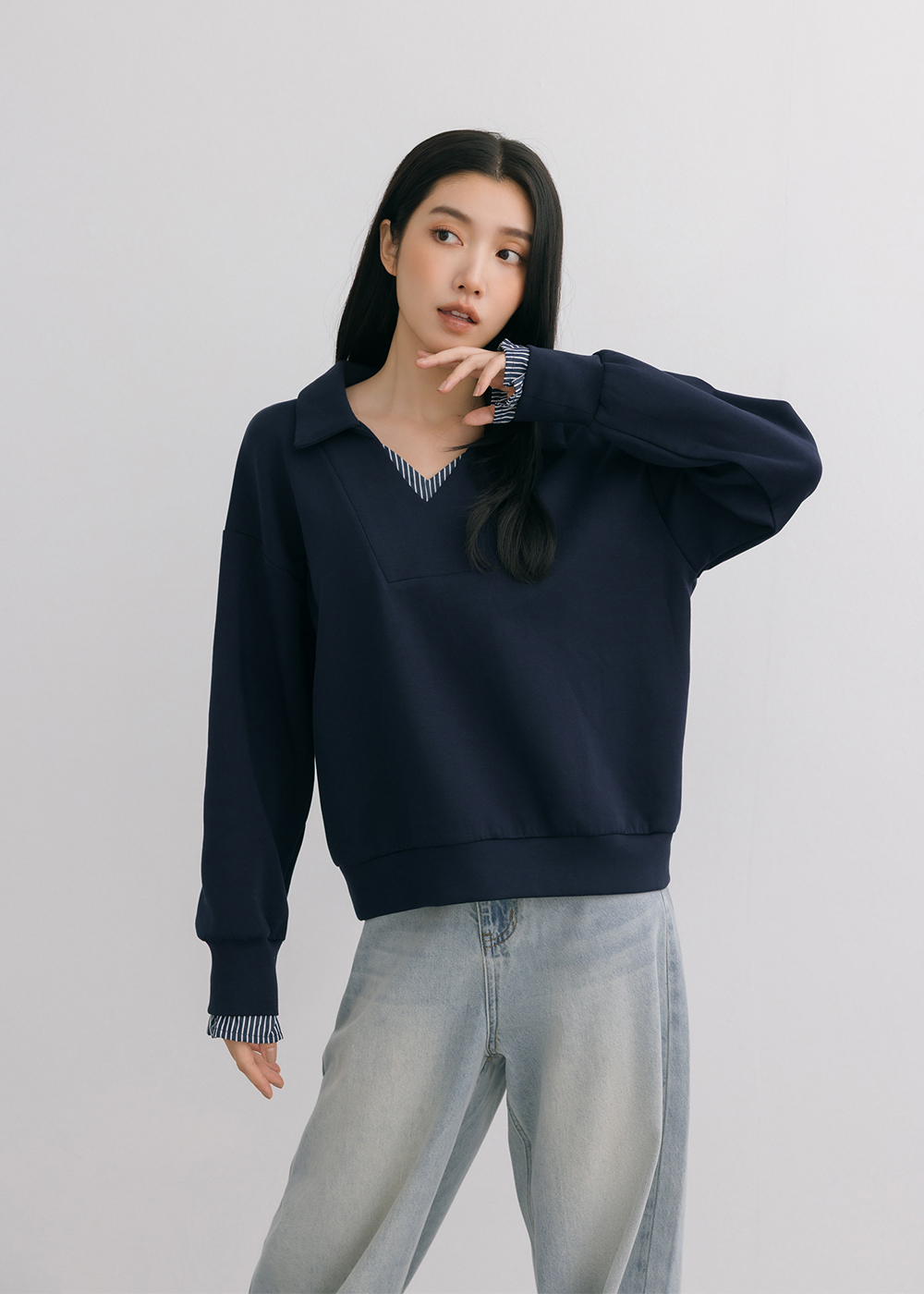 假兩件式太空棉上衣