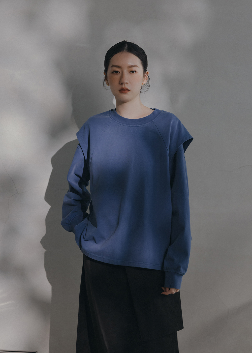 個性水洗背心假兩件上衣