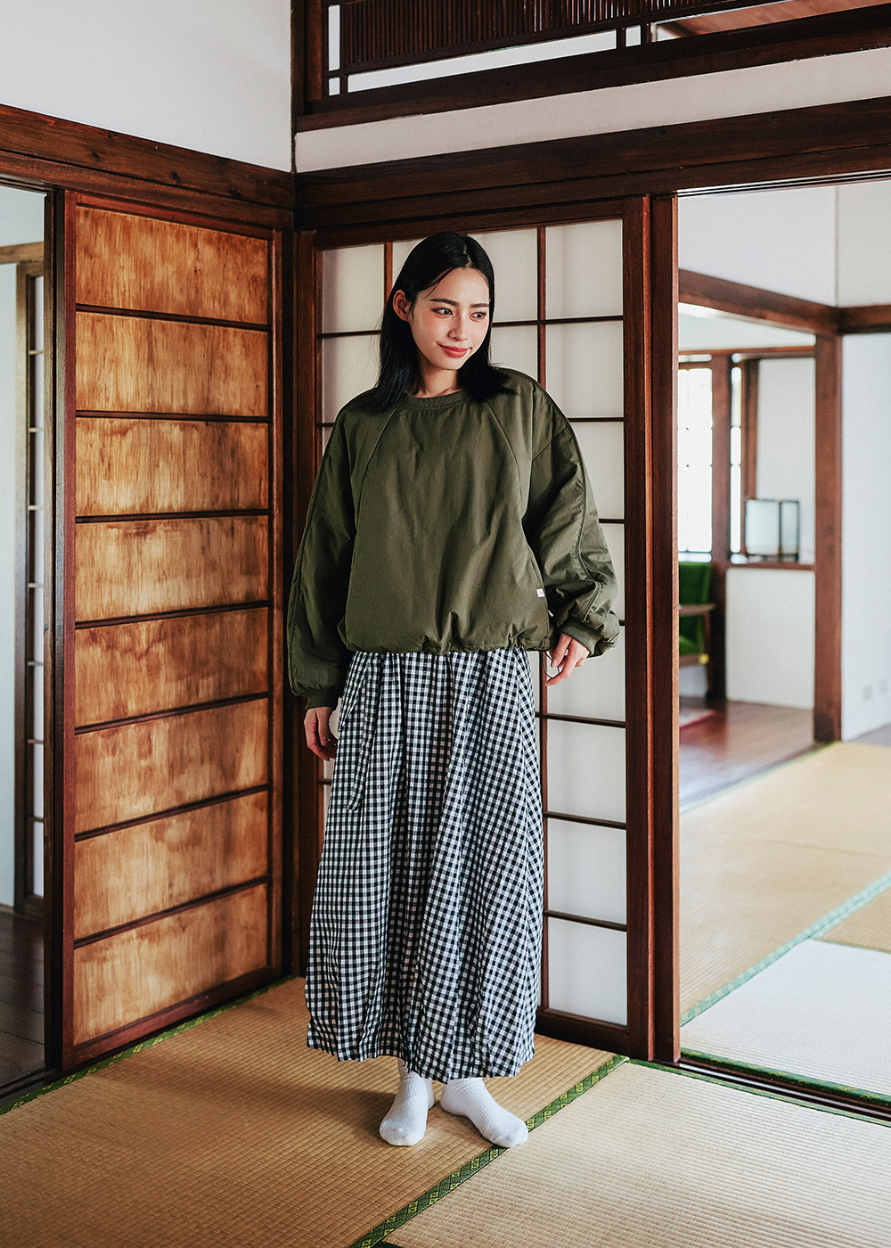 森系列圓領薄棉抽繩上衣