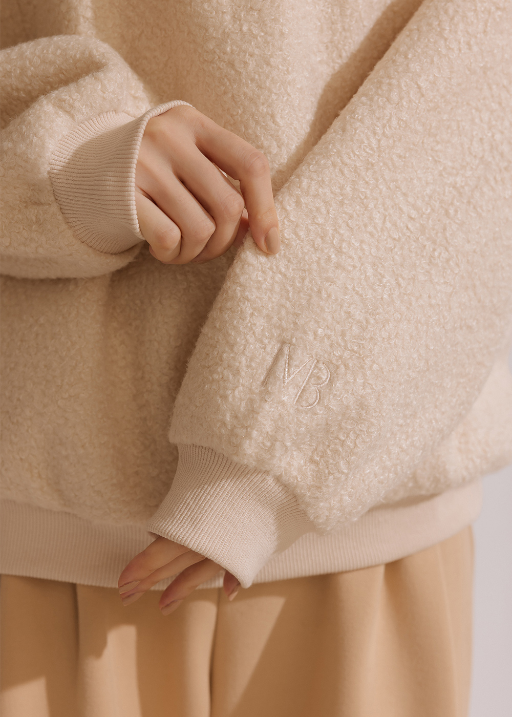 泰迪熊捲捲毛口袋上衣