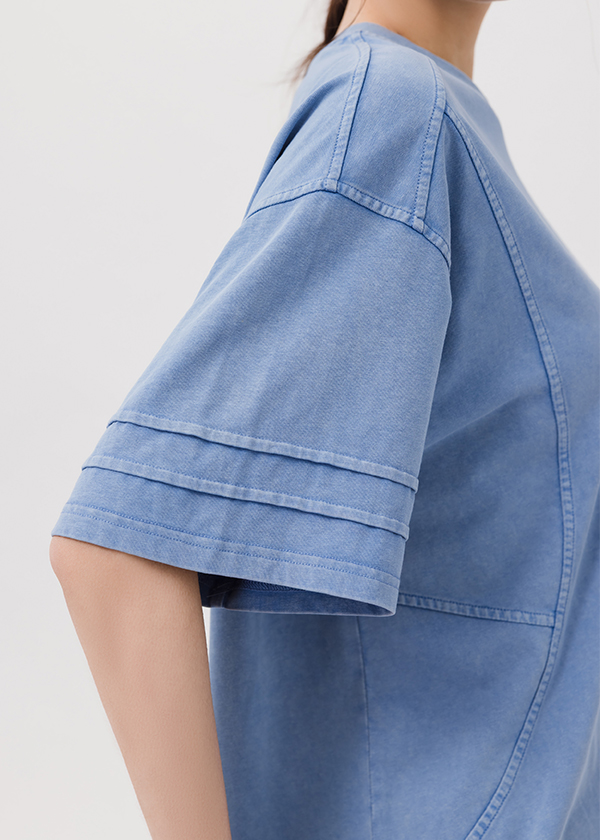 個性剪接水洗上衣