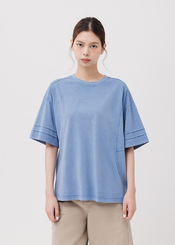個性剪接水洗上衣