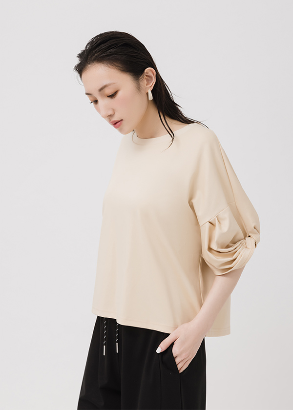 液態氨柔挺棉-花朵袖型T恤