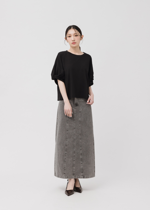 液態氨柔挺棉-花朵袖型T恤