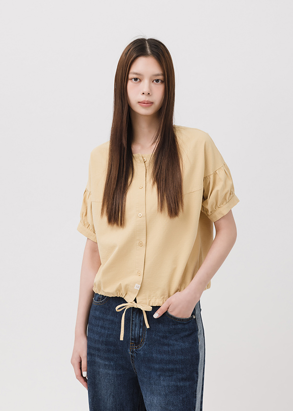 森系列立體格紋抽繩上衣