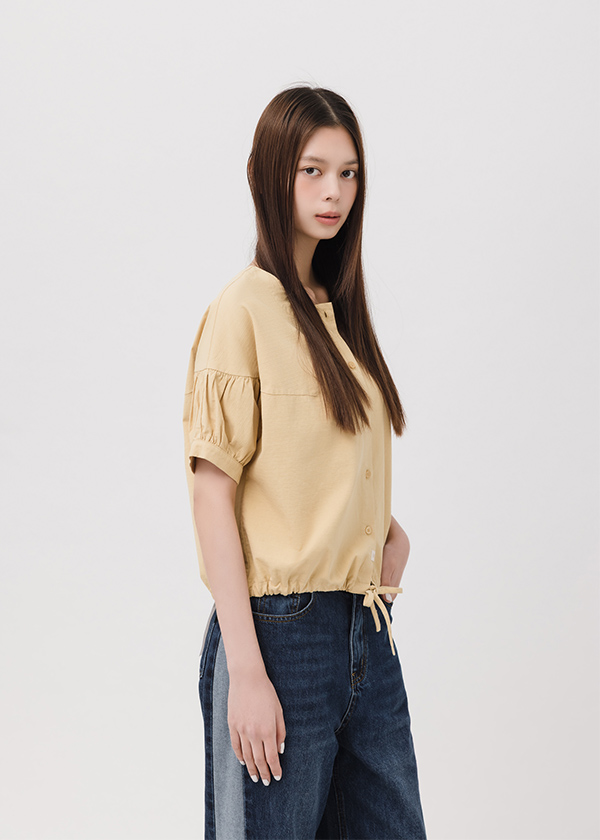 森系列立體格紋抽繩上衣