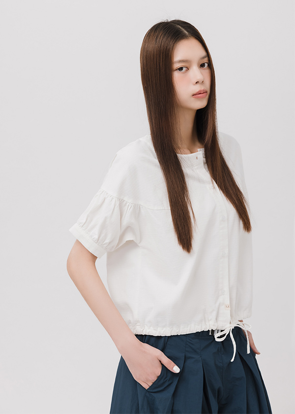 森系列立體格紋抽繩上衣