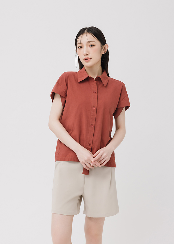 微光純棉造型袖上衣