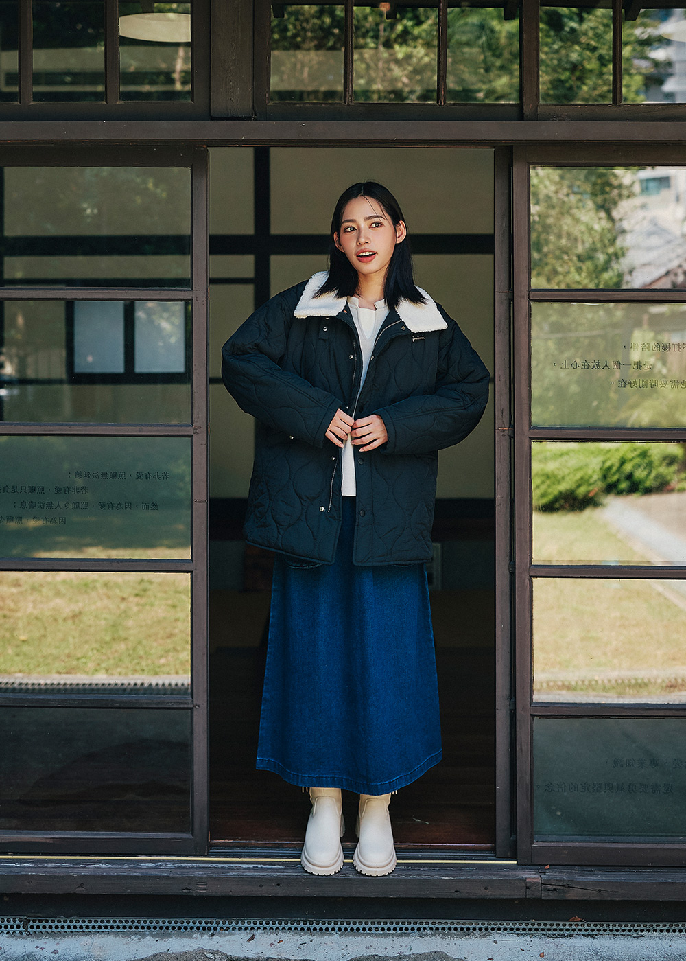 森系列壓紋鋪棉外套