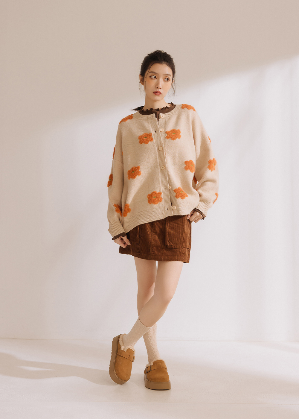 立體花朵針織外套