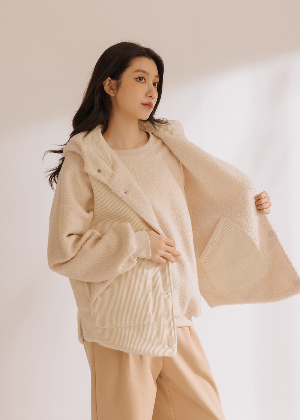 雙面穿燈芯絨毛背心