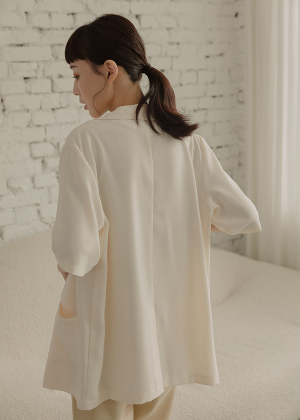 減糖花紗質感翻領外套