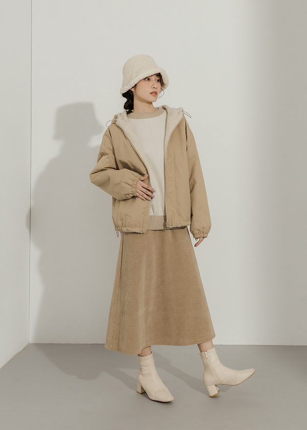 雙面穿QQ毛風衣連帽外套