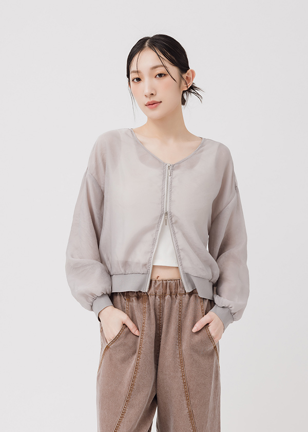 珍珠光澤V領雙拉頭外套