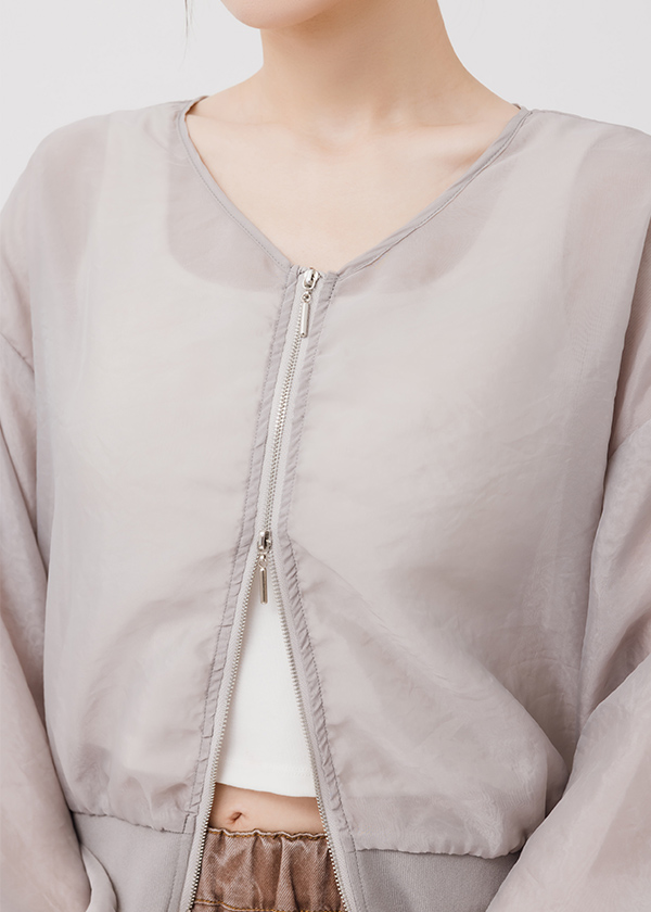 珍珠光澤V領雙拉頭外套