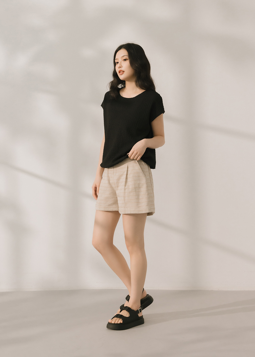 夏日渡假條紋短褲