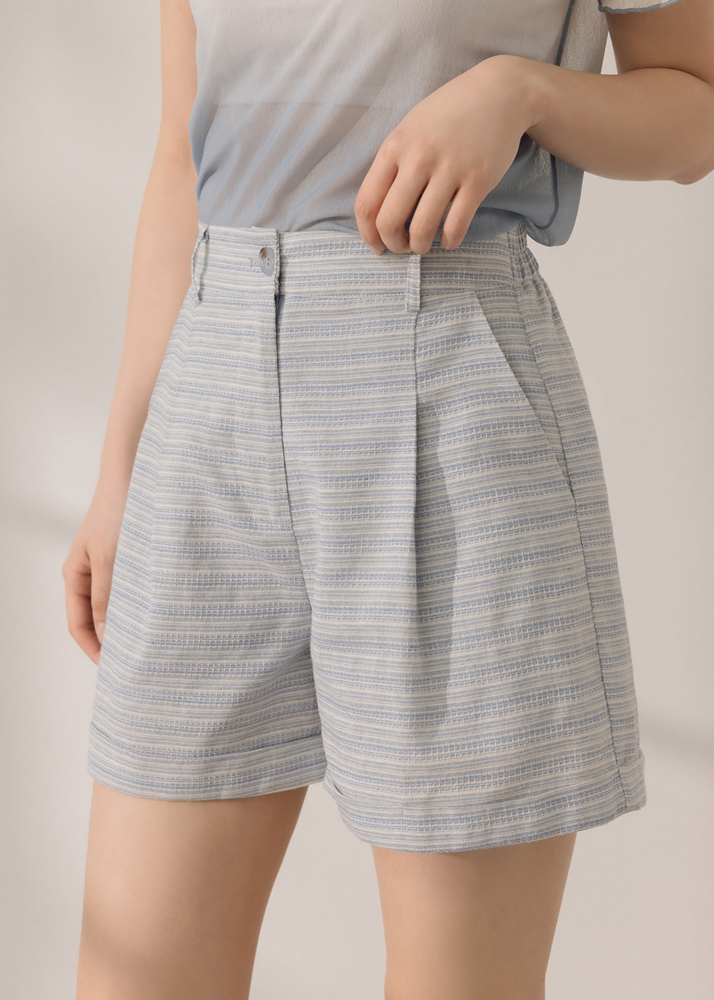 夏日渡假條紋短褲