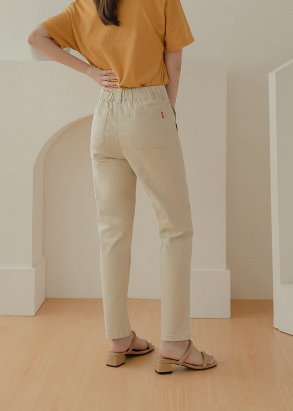 純棉彈性減齡直筒九分褲