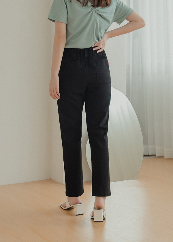 純棉彈性減齡直筒九分褲