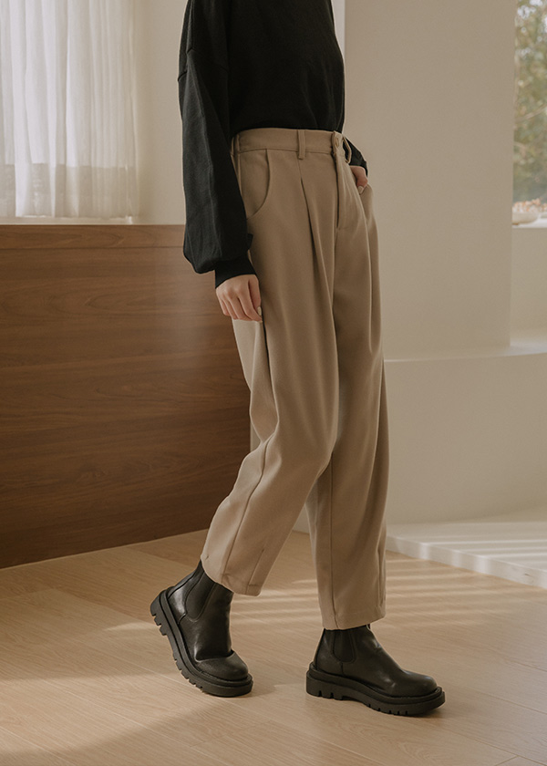 磨毛舒適打摺九分褲