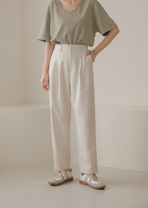 繭型質感俐落九分西裝褲