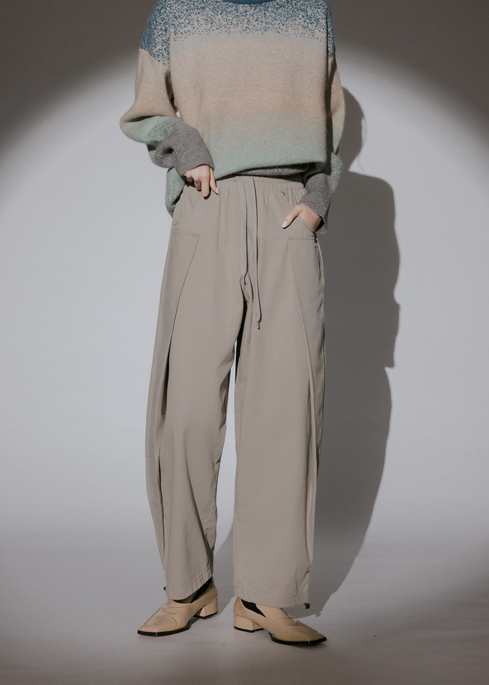 個性錐形打褶長褲