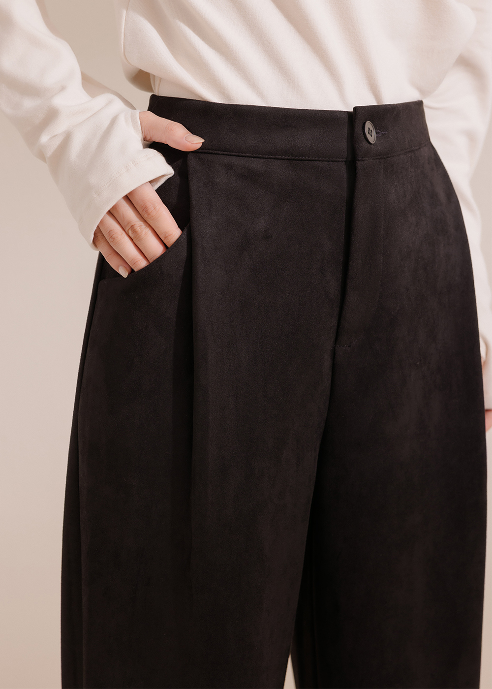 麂皮微彈顯瘦長褲