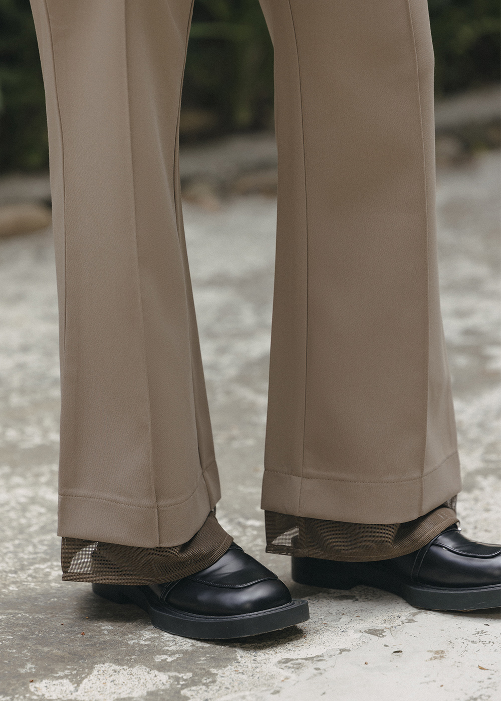 質感顯瘦拼接網紗長褲