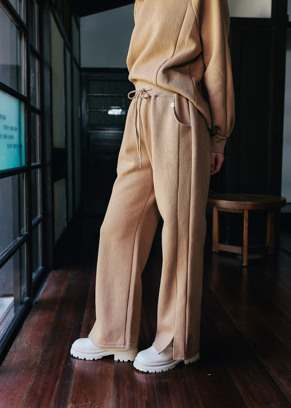 森系列夾層棉休閒開叉長褲