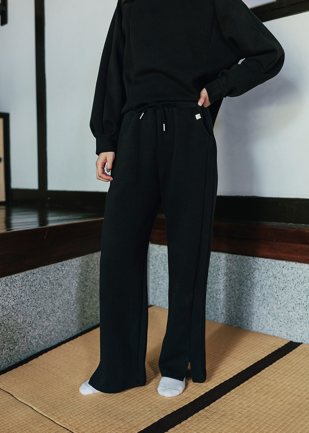 森系列夾層棉休閒開叉長褲