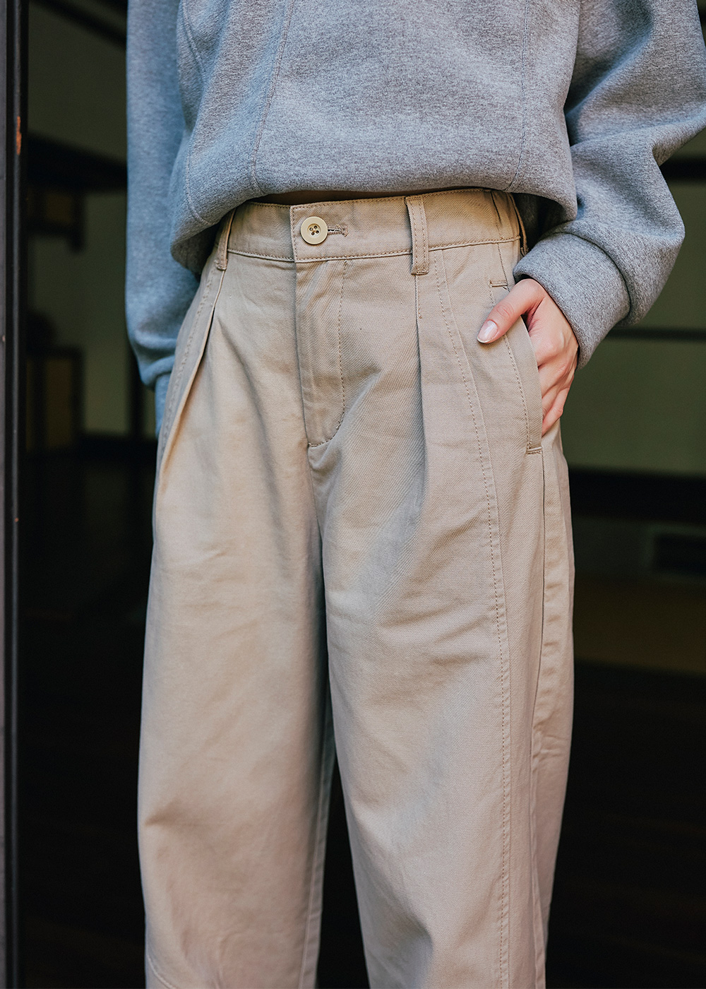 森系列內刷毛斜紋錐形褲