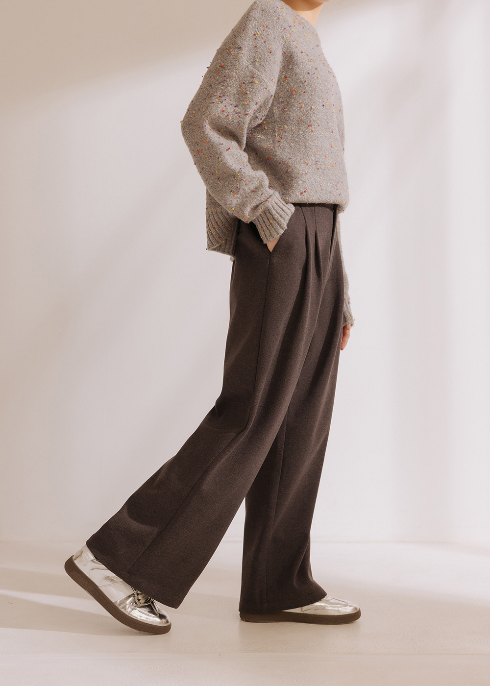 質感人字紋西裝直筒褲