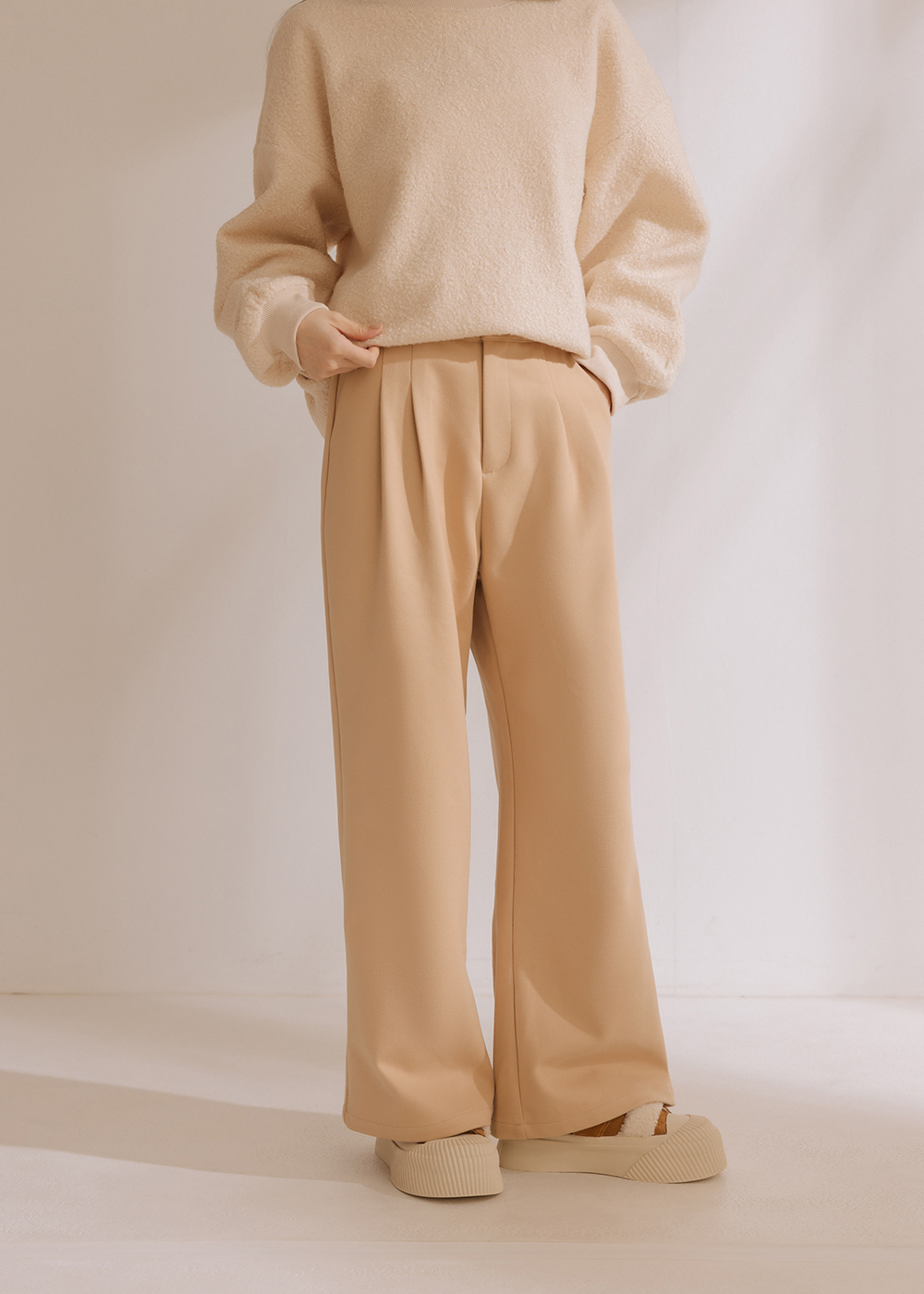 質感人字紋西裝直筒褲