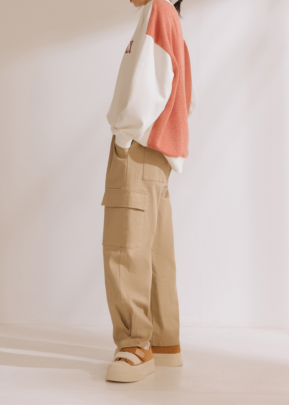 內刷毛斜紋棉錐型褲