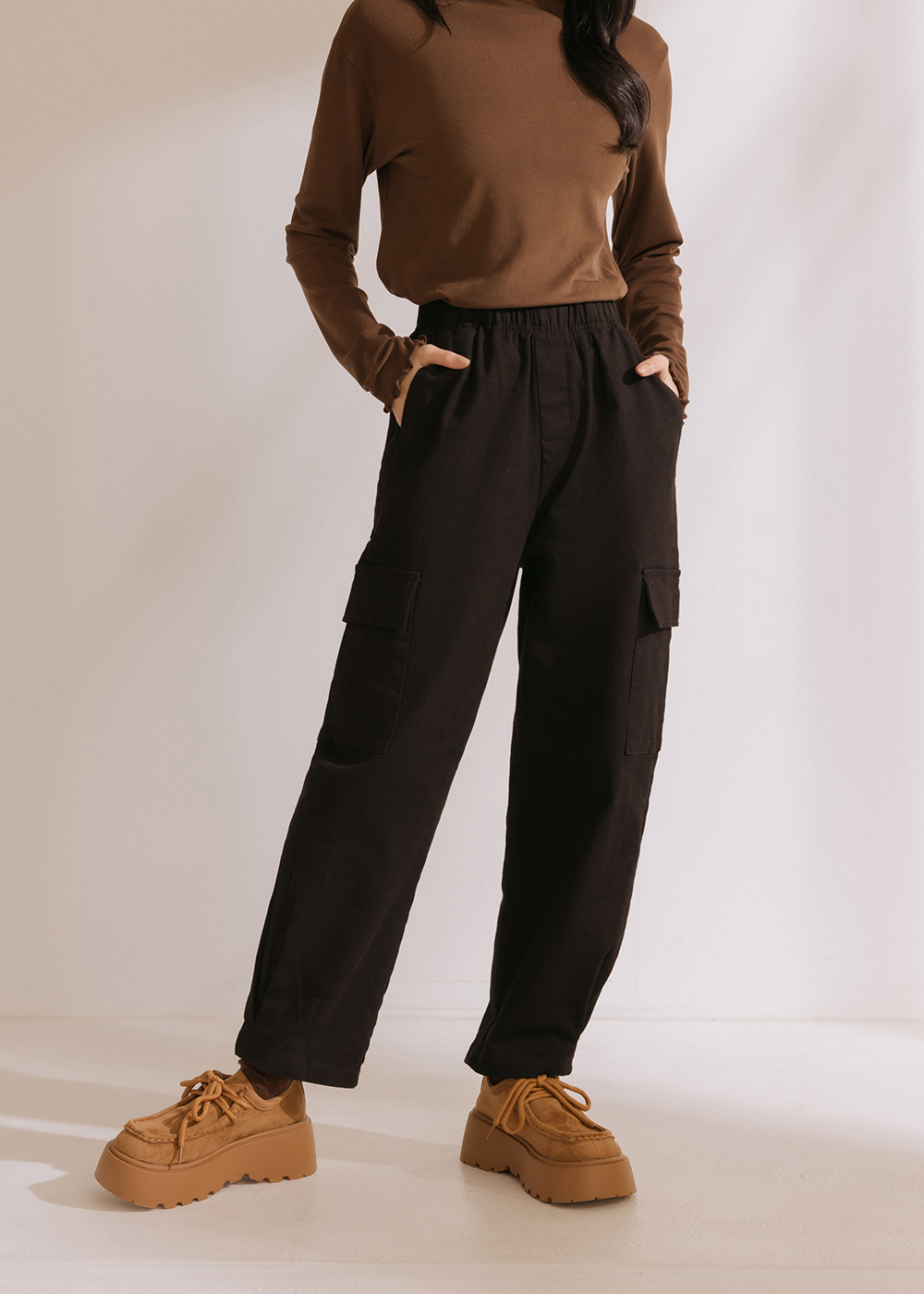 內刷毛斜紋棉錐型褲