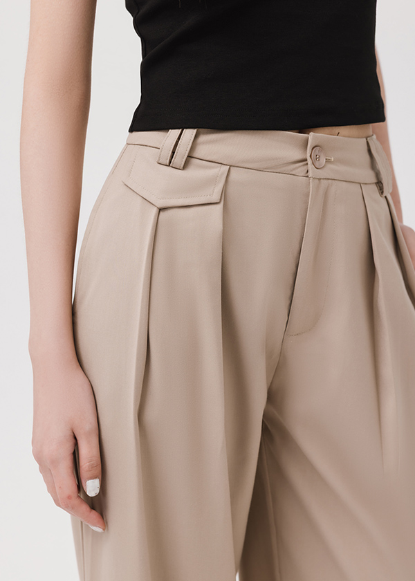 袋蓋打褶質感西裝錐形褲