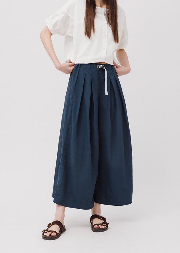 輕柔鬆緊腰打折寬褲