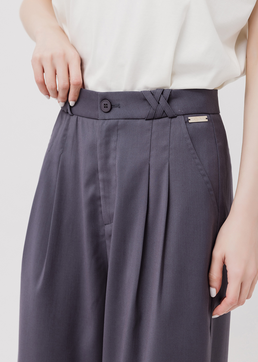 設計腰頭寬版西裝長褲