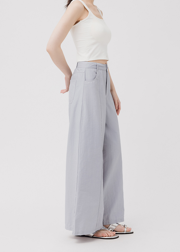 輕鬆撞色車線寬褲