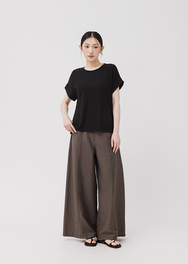 輕鬆撞色車線寬褲