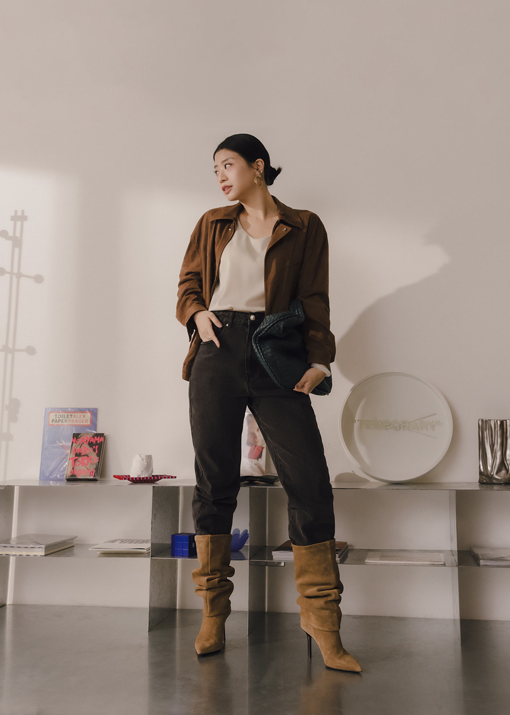 珍珠顯瘦丹寧九分褲