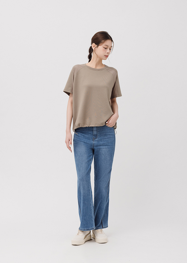 撞色個性彈力丹寧褲