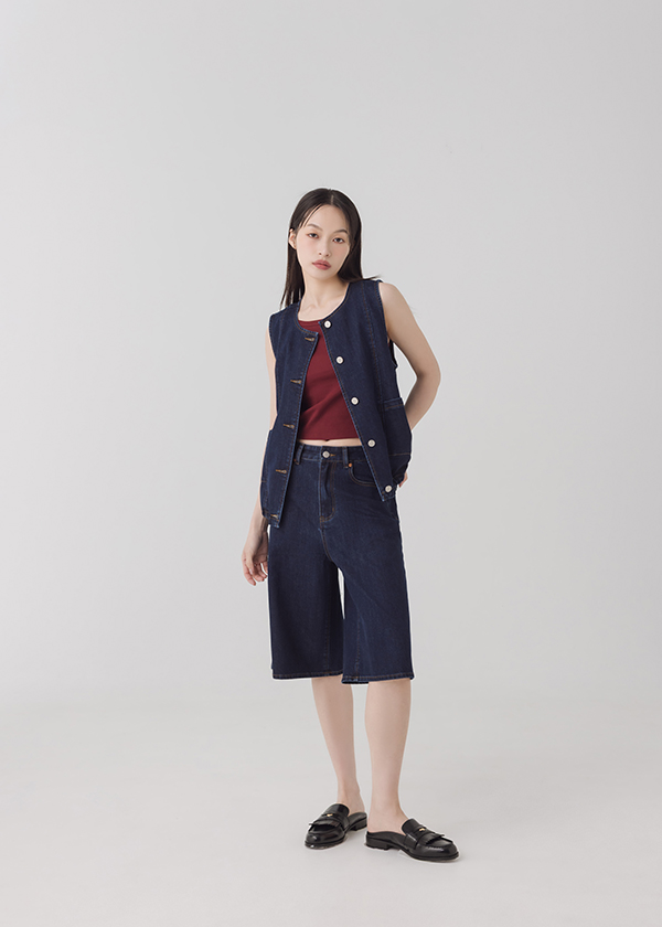 酷酷女生丹寧膝下褲