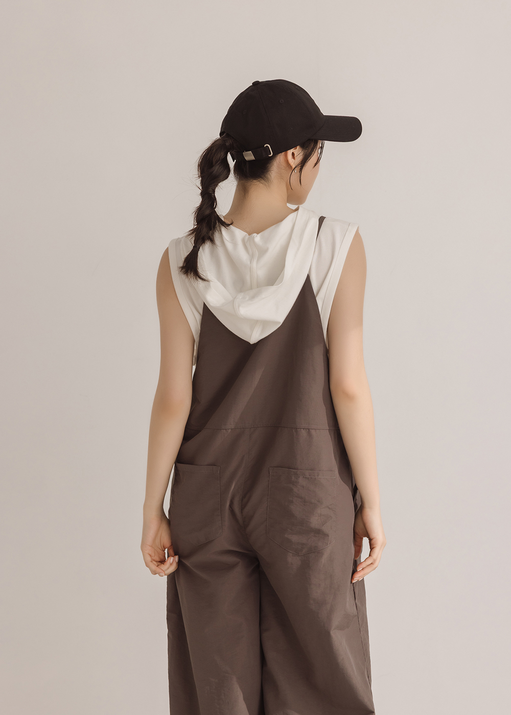 褲口抽繩隨性連身褲