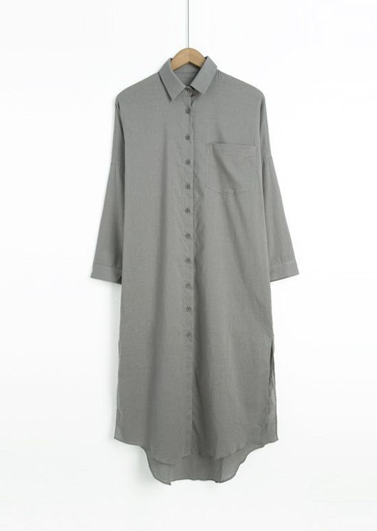長版襯衫式洋裝