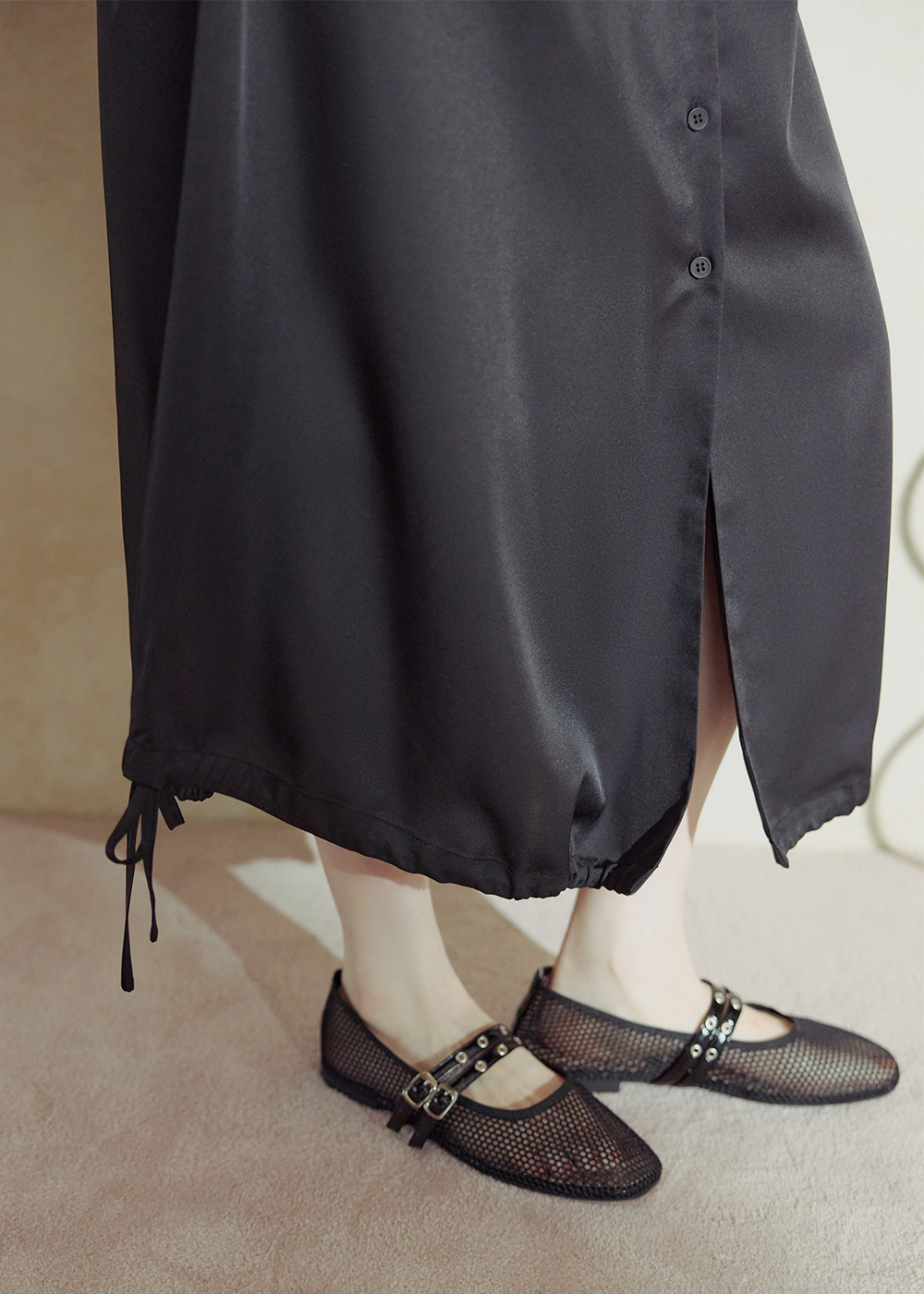 個性抽繩口袋設計洋裝