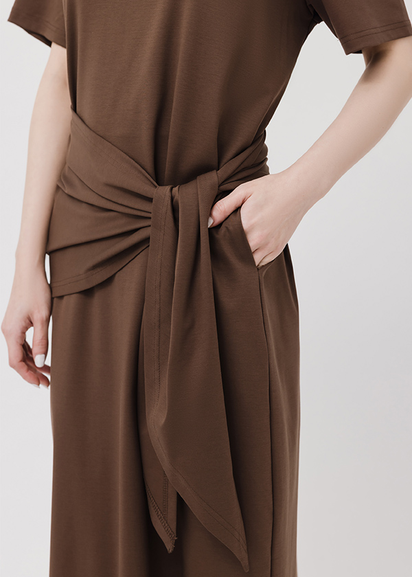 液態氨柔挺棉-慵懶綁帶洋裝