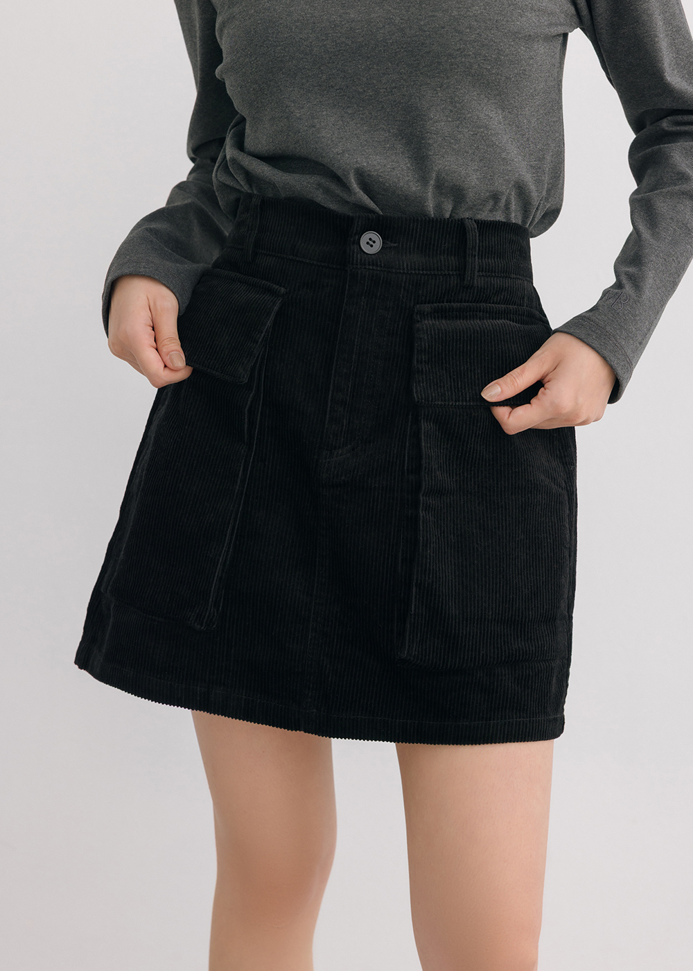 純棉燈心絨挺版短裙